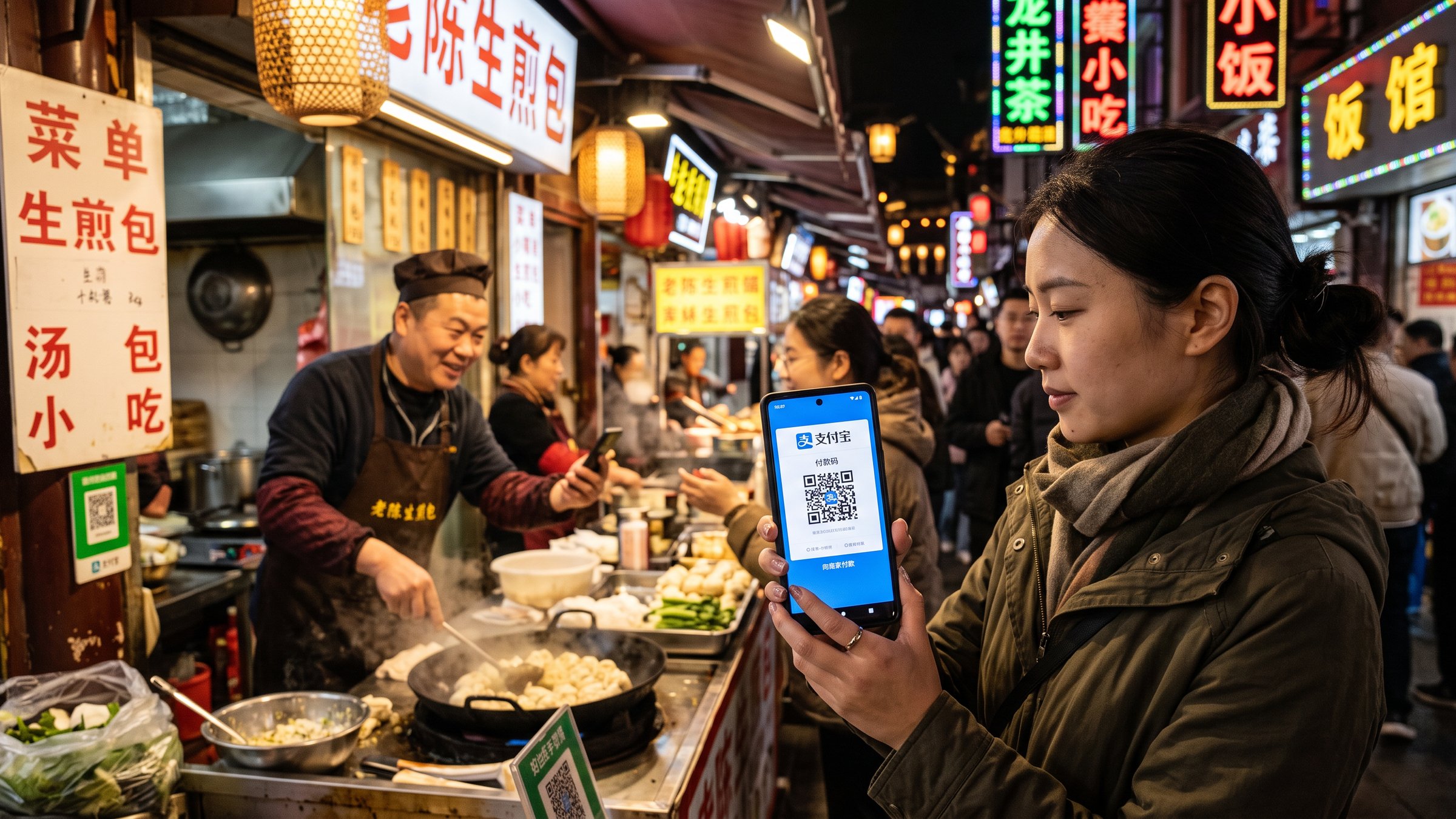 شاشة دفع Alipay ناجحة تعرض معاملة 0.01 يوان