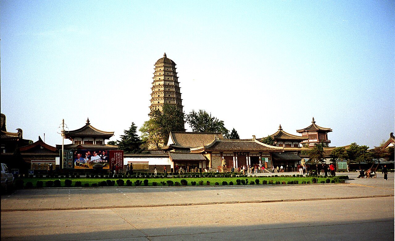 Famen Temple's modern 148m Buddhist relic pagoda in Fufeng County, Shaanxi