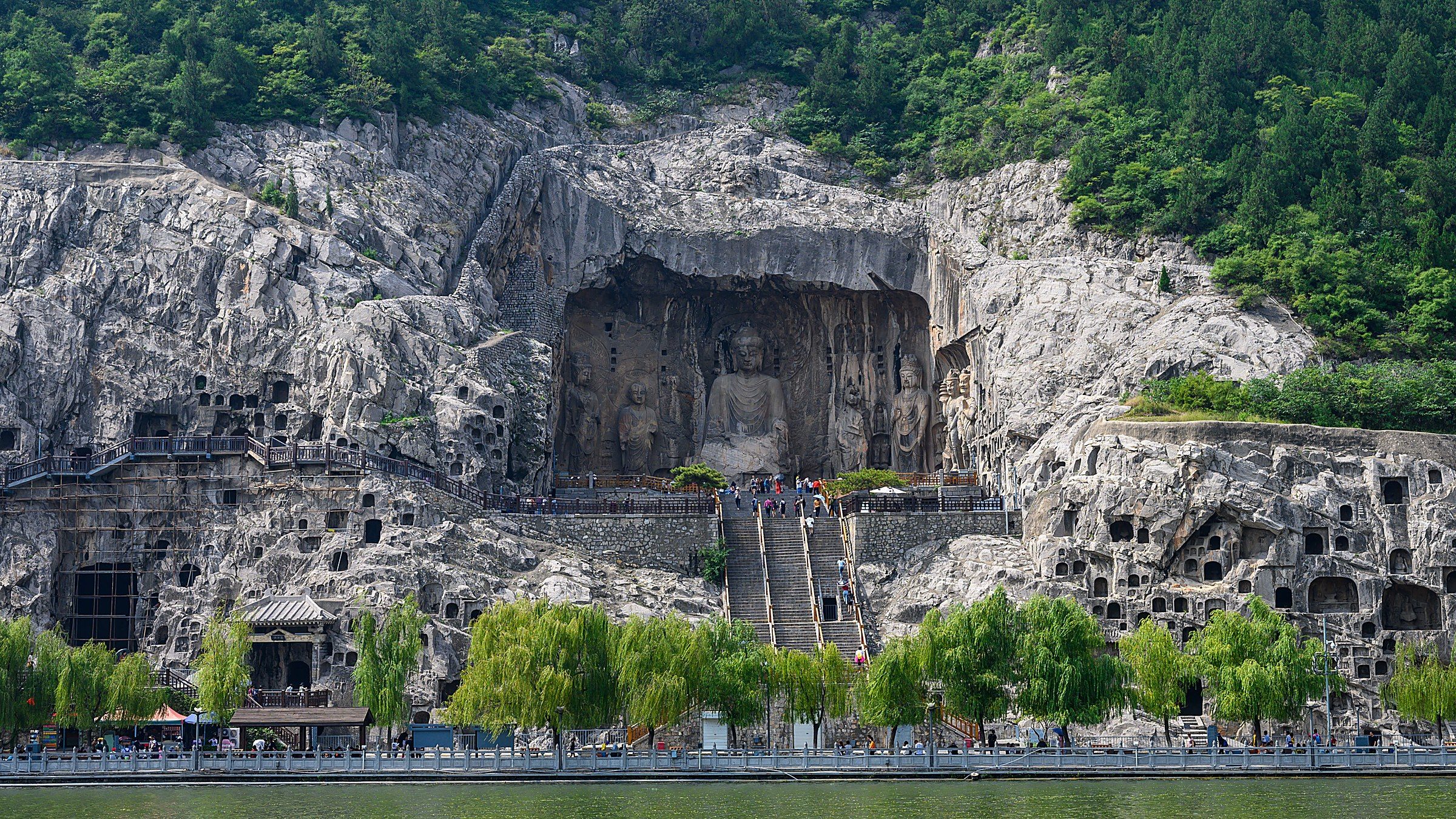 The 17-meter Vairocana Buddha at Longmen Grottoes Fengxian Temple