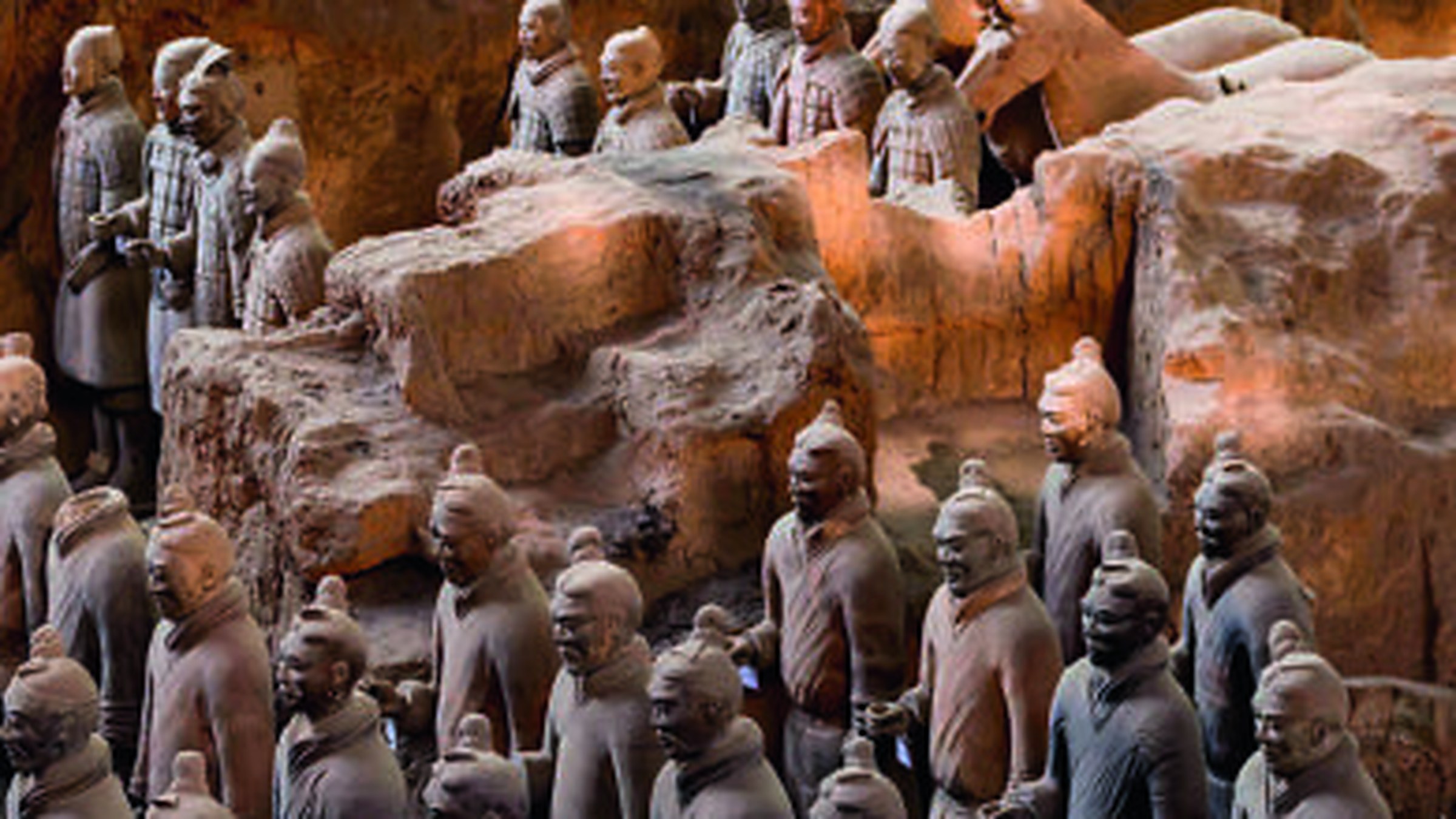 Pit 1 of the Terracotta Army in Xi'an — rows of life-sized clay warriors in their excavation pits